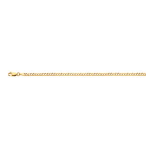 14K 2.5MM YELLOW GOLD SOLID PAVE CURB 28" CHAIN NECKLACE (AVAILABLE IN LENGTHS 7" - 30")