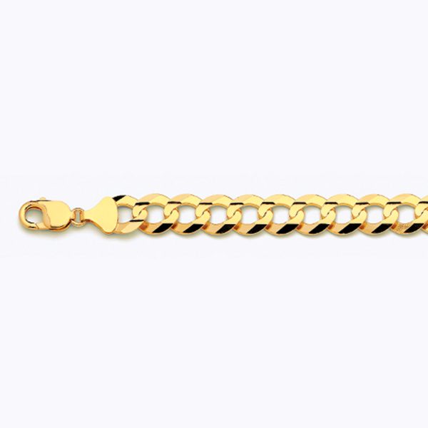 10K 13MM YELLOW GOLD SOLID CURB 28" CHAIN NECKLACE (AVAILABLE IN LENGTHS 7" - 30")
