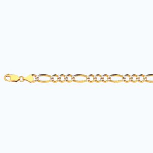 14K 6.5MM YELLOW GOLD SOLID PAVE FIGARO 22" CHAIN NECKLACE (AVAILABLE IN LENGTHS 7" - 30")
