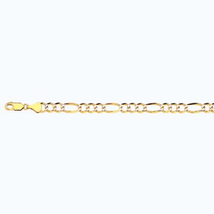 14K 5.5MM YELLOW GOLD SOLID PAVE FIGARO 16" CHAIN NECKLACE (AVAILABLE IN LENGTHS 7" - 30")