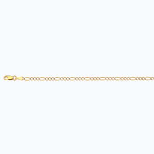 10K 2.5MM YELLOW GOLD SOLID PAVE FIGARO 28" CHAIN NECKLACE (AVAILABLE IN LENGTHS 7" - 30")