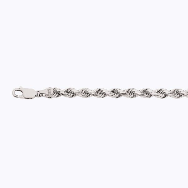 10K 5MM WHITE GOLD SOLID DC ROPE 16" CHAIN NECKLACE (AVAILABLE IN LENGTHS 7" - 30")