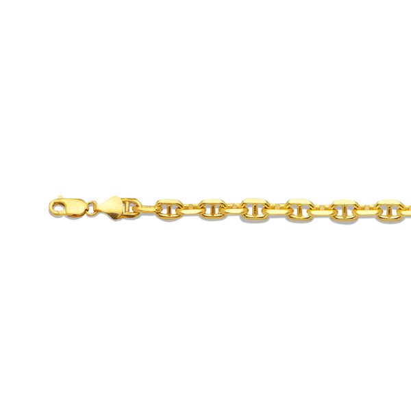 14K 3MM YELLOW GOLD SOLID 3D MARINER 18" CHAIN NECKLACE (AVAILABLE IN LENGTHS 16" - 30")