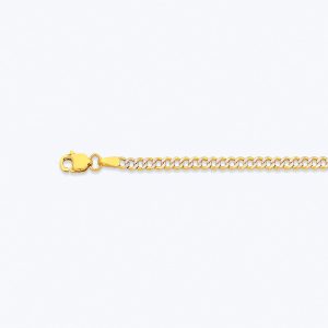 14K 2.5MM YELLOW GOLD HOLLOW PAVE CURB 7.5" CHAIN BRACELET (AVAILABLE IN LENGTHS 7" - 30")