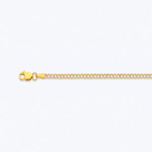 14K 2MM YELLOW GOLD HOLLOW PAVE CURB 26" CHAIN NECKLACE (AVAILABLE IN LENGTHS 7" - 30")