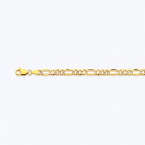 10K 4.5MM YELLOW GOLD HOLLOW PAVE FIGARO 22" CHAIN NECKLACE (AVAILABLE IN LENGTHS 7" - 30")