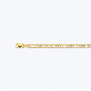 10K 2.5MM YELLOW GOLD HOLLOW PAVE FIGARO 18" CHAIN NECKLACE (AVAILABLE IN LENGTHS 7" - 30")