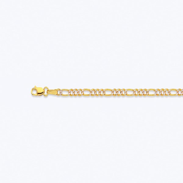 10K 2.5MM YELLOW GOLD HOLLOW PAVE FIGARO 24" CHAIN NECKLACE (AVAILABLE IN LENGTHS 7" - 30")