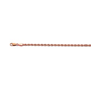 10K 3MM ROSE GOLD SOLID DC ROPE 7" CHAIN BRACELET (AVAILABLE IN LENGTHS 7" - 30")