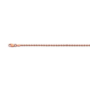 10K 2.5MM ROSE GOLD SOLID DC ROPE 7.5" CHAIN BRACELET (AVAILABLE IN LENGTHS 7" - 30")