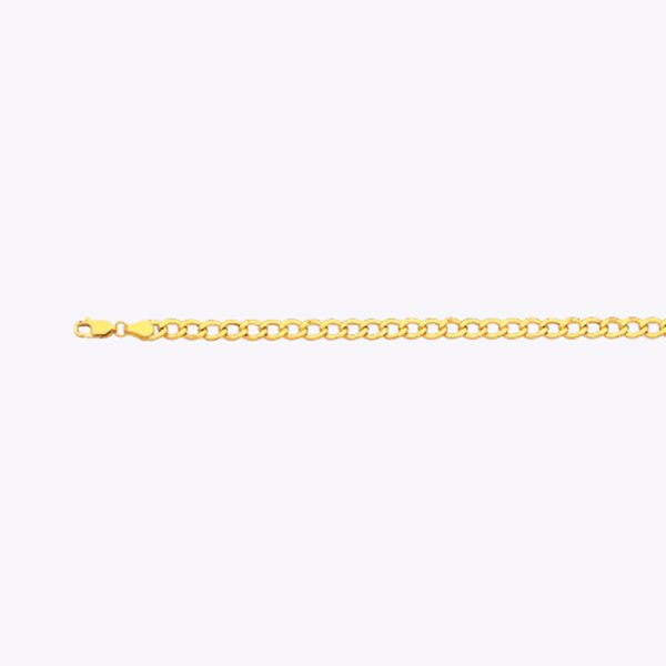 14K 5.5MM YELLOW GOLD HOLLOW CURB 18" CHAIN NECKLACE (AVAILABLE IN LENGTHS 7" - 30")