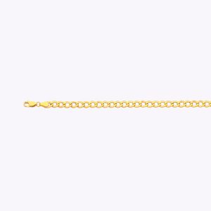 14K 5.5MM YELLOW GOLD HOLLOW CURB 7.5" CHAIN BRACELET (AVAILABLE IN LENGTHS 7" - 30")