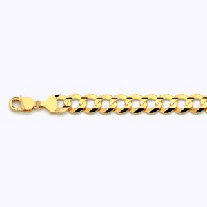 14K 13MM YELLOW GOLD SOLID CURB 8" CHAIN BRACELET (AVAILABLE IN LENGTHS 7" - 30")