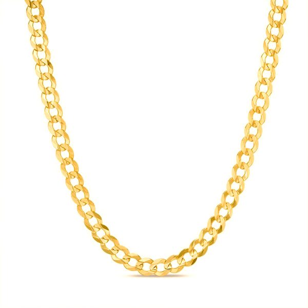 14K 4.5MM YELLOW GOLD SOLID CURB 18" CHAIN NECKLACE (AVAILABLE IN LENGTHS 7" - 30")