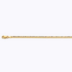14K 3MM YELLOW GOLD SOLID CURB 7" CHAIN BRACELET (AVAILABLE IN LENGTHS 7" - 30")
