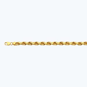 10K 10MM YELLOW GOLD SOLID DC ROPE 9" CHAIN BRACELET (AVAILABLE IN LENGTHS 7" - 30")
