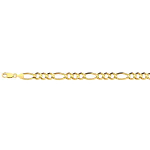14K 8MM YELLOW GOLD SOLID FIGARO 26" CHAIN NECKLACE (AVAILABLE IN LENGTHS 7" - 30")