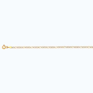 10K 2MM YELLOW GOLD SOLID PAVE FIGARO 8" CHAIN BRACELET (AVAILABLE IN LENGTHS 7" - 30")