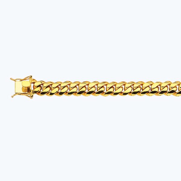 14K 12MM YELLOW GOLD SOLID MIAMI CUBAN 7.5" CHAIN BRACELET (AVAILABLE IN LENGTHS 7" - 30")