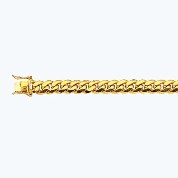 18K 11MM YELLOW GOLD SOLID MIAMI CUBAN 9" CHAIN BRACELET (AVAILABLE IN LENGTHS 7" - 30")
