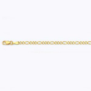 14K 2.5MM YELLOW GOLD SOLID FIGARO 8" CHAIN BRACELET (AVAILABLE IN LENGTHS 7" - 30")