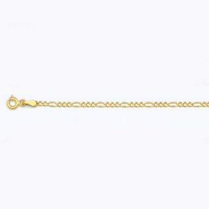 14K 2MM YELLOW GOLD SOLID FIGARO 9" CHAIN BRACELET (AVAILABLE IN LENGTHS 7" - 30")