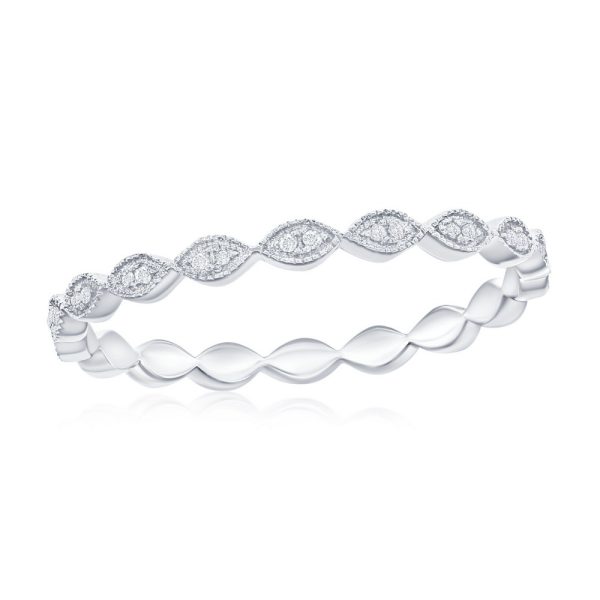 Sterling Silver Marquise Eternity Diamond Ring - (36 Stones)