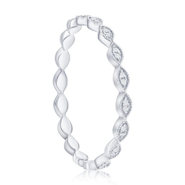 Sterling Silver Marquise Eternity Diamond Ring - (36 Stones)