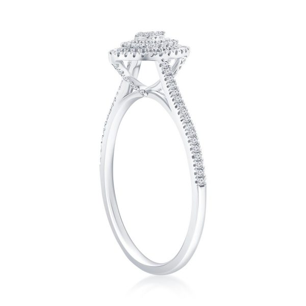 Sterling Silver Double Frame Marquise Diamond Ring - (95 Stones)