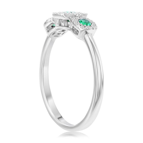 Sterling Silver, Lab-Grown 0.24ct Emareld, & 0.10ct Natural Diamond Ring - (43 Stones)