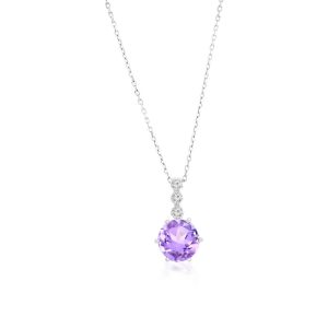 Sterling Silver, Pink Amethyst & White Topaz Pendant