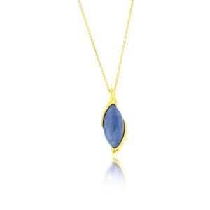 Sterling Silver, Marquise Kyanite Pendant - Gold Plated