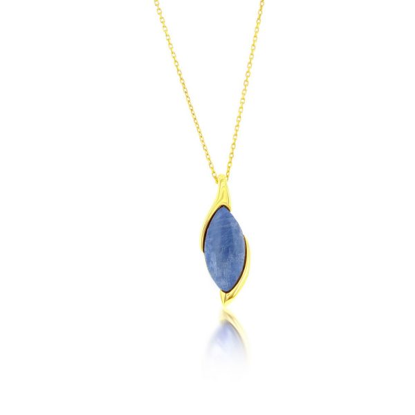 Sterling Silver, Marquise Kyanite Pendant - Gold Plated