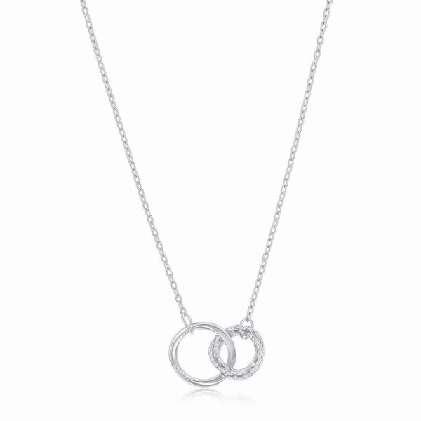 Sterling Silver, Polished & Textured, Double Circle Necklace