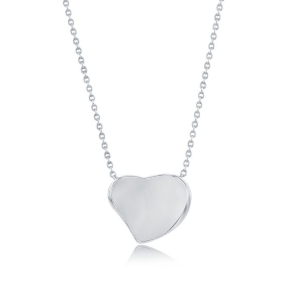 Sterling Silver, Polished Heart Necklace