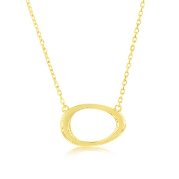 Sterling Silver, Open Oval Necklace - Gold Plated