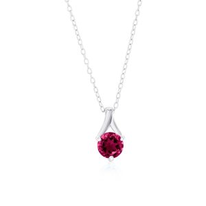 Sterling Silver 6mm Round Stone Necklace - Created Ruby
