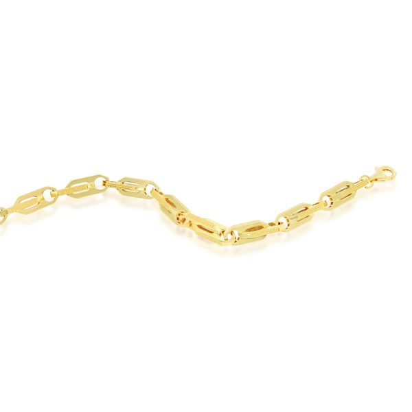 Sterling Silver Link Design Bracelet - Gold Plated