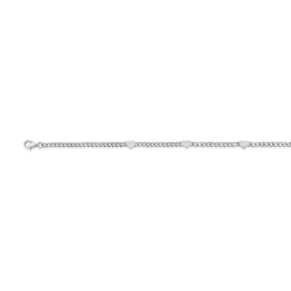 Sterling Silver, Heart Cuban Bracelet