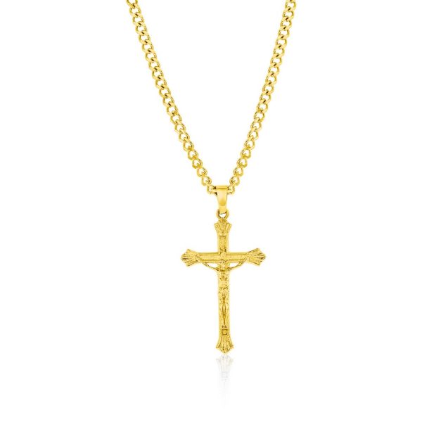 Stainless Steel, Cross Neckalce - Gold Plated