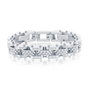 Stainless Steel Textured Linked Bracelet