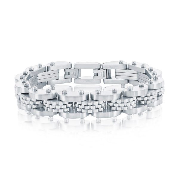 Stainless Steel Textured Linked Bracelet