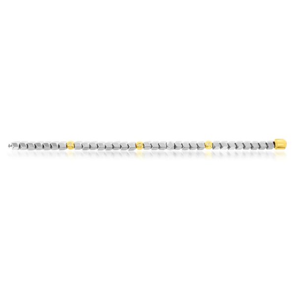Stainless Steel Multi-Cut Bead Bracelet - Silver & Gold