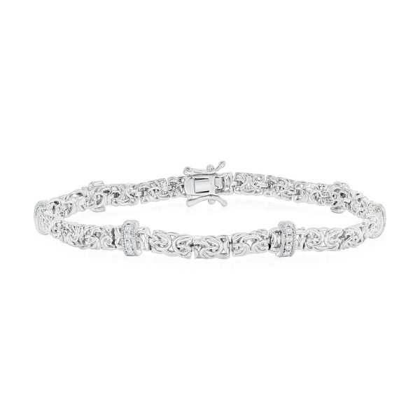 Sterling Silver Byzantine Design CZ Bracelet