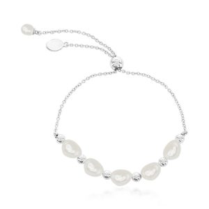 Sterling Silver, FWP & Bead Adjustable Bolo Bracelet