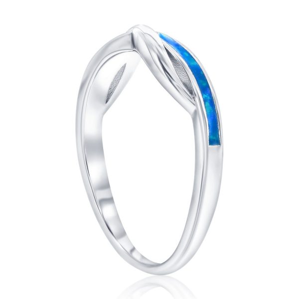 Sterling Silver, Blue Opal Infinity Design Ring