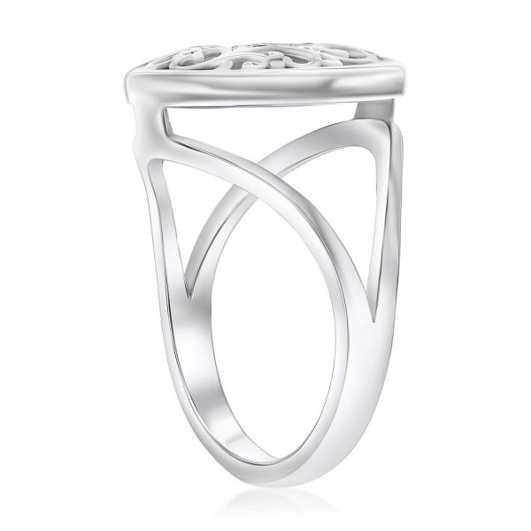 Sterling Silver Round Larimar Filigree Design Ring