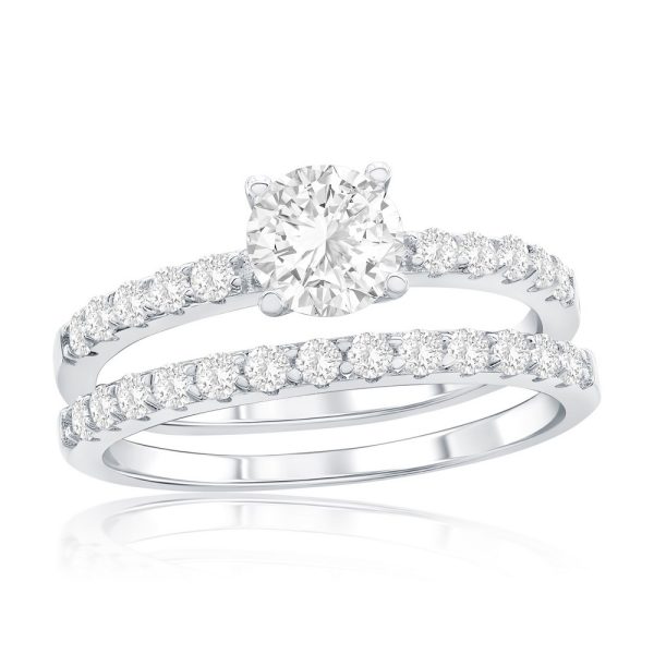 Sterling Silver, 6mm Round Solitaire CZ 2-PC Engagement Ring
