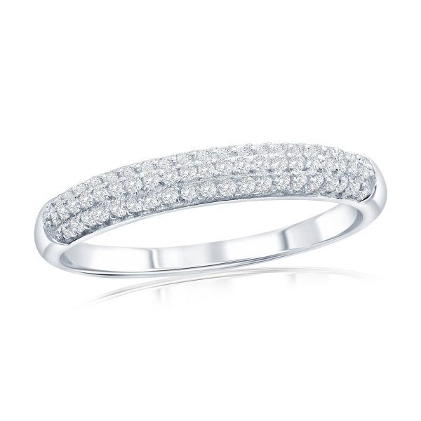 Sterling Silver Half Eternity Pave CZ Ring