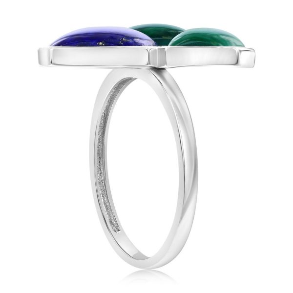 Sterling Silver Multi-Shaped Malachite & Lapis Ring